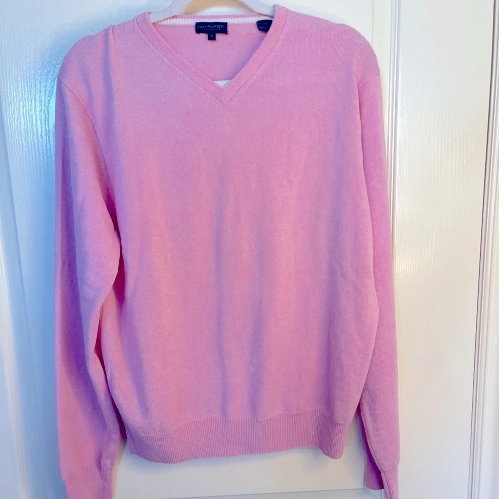 Lilly Pulitzer | V Neck Cashmere Sweater baby pink Long Sleeve Size M - Picture 1 of 3